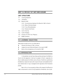 Unit 10: Revolt of 1857 and Assam