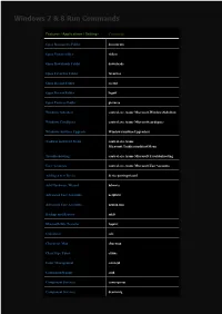 Windows 7 & 8 Run Commands