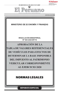 Aprobación De La Tabla De Valores Referenciales De