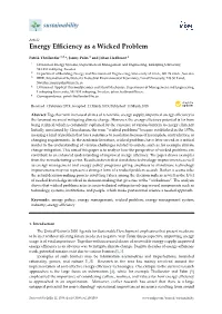Energy Efficiency As a Wicked Problem