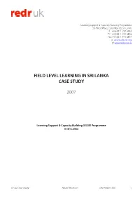 Field Level Learning in Sri Lanka Case Study 2007
