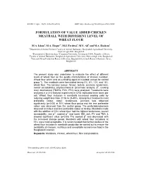Formulation of Value Added Chicken Meatball with Different Level of Wheat Flour