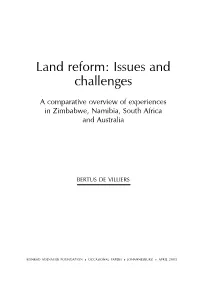 Land Reform: Issues and Challenges