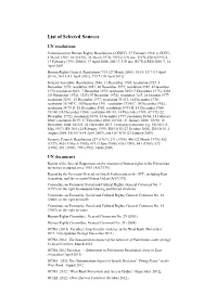 List of Selected Sources