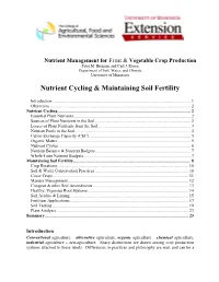 Nutrient Cycling & Maintaining Soil Fertility