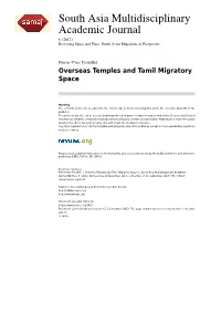 Overseas Temples and Tamil Migratory Space