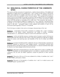 5.0 Biological Characteristics of the Candidate Sites