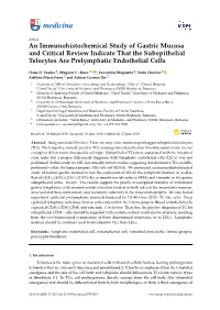 An Immunohistochemical Study of Gastric Mucosa and Critical Review Indicate That the Subepithelial Telocytes Are Prelymphatic Endothelial Cells