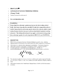 BROVANA™ (Arformoterol Tartrate) Inhalation Solution 15 Mcg*/2 Ml
