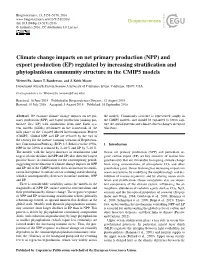 Climate Change Impacts on Net Primary Production (NPP) And