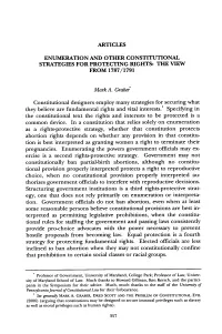 Enumeration and Other Constitutional Strategies for Protecting Rights: the View from 1787/1791