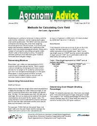 Methods for Calculating Corn Yield Joe Lauer, Agronomist