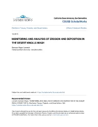Monitoring and Analysis of Erosion and Deposition in the Desert Knolls Wash