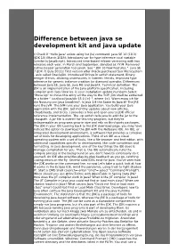 Online Difference Between Java Se Development Kit and Java Update