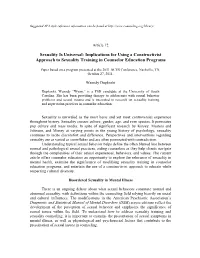 Sexuality Is Universal: Implications for Using a Constructivist Approach to Sexuality Training in Counselor Education Programs