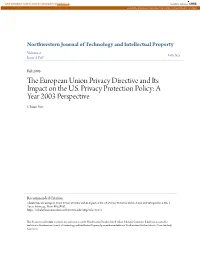 The European Union Privacy Directive and Its Impact on the US