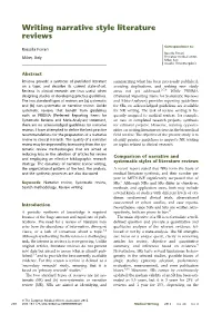 Writing Narrative Style Literature Reviews