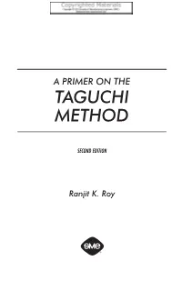 A Primer on the Taguchi Method