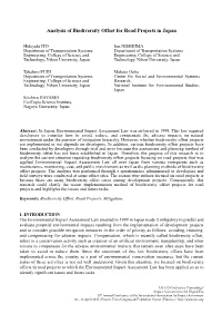 Analysis of Biodiversity Offset for Road Projects in Japan