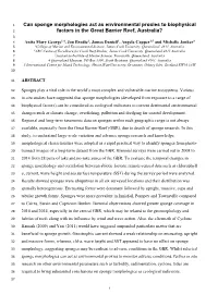 Can Sponge Morphologies Act As Environmental Proxies To