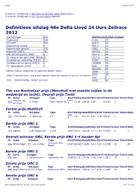 Definitieve Uitslag 48E Delta Lloyd 24 Uurs Zeilrace 2012