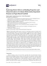Exploring Matrix Effects on Binding Properties and Characterization of Cotinine Molecularly Imprinted Polymer on Paper-Based Scaffold