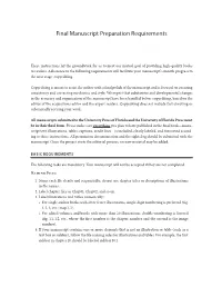 Final Manuscript Preparation Requirements