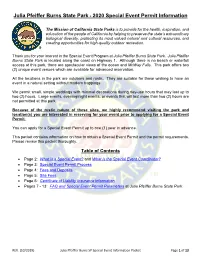 Julia Pfeiffer Burns State Park -2020 Special Event Permit Information
