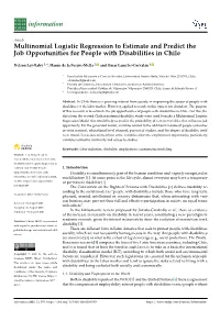 Multinomial Logistic Regression to Estimate and Predict the Job Opportunities for People with Disabilities in Chile