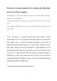 Persistence of Superconductivity in Niobium Ultrathin Films Grown on R-Plane Sapphire