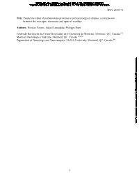 Predictive Value of Parkinsonian Primates in Pharmacological Studies, a Comparison Between the Macaque, Marmoset and Squirrel Monkey I