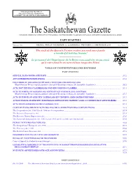 Sask Gazette, Part I, December 18, 20009