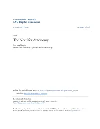 The Need for Autonomy