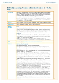1.10 Religious Privilege, Tolerance and Discrimination (Part 2) – What Are They?