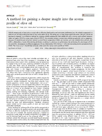 A Method for Gaining a Deeper Insight Into the Aroma Profile of Olive