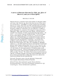 A Survey of Dinosaur Diversity by Clade, Age, Place of Discovery and Year