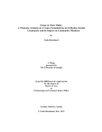 A Thematic Analysis of a Crime Committed in an Orthodox Jewish Community and Its Impact on Community Members