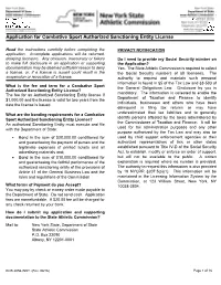 Application for Combative Sport Authorized Sanctioning Entity License