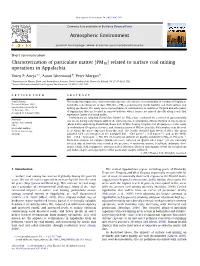 Characterization of Particulate Matter (PM10) Related to Surface Coal Mining Operations in Appalachia