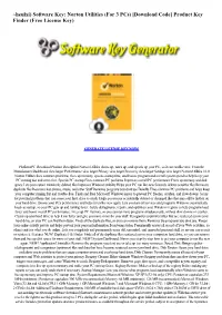 Norton Utilities (For 3 Pcs) [Download Code] Product Key Finder (Free License Key)