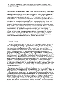 "Shakespeare and the 'Multiple-Drafts' Model of Consciousness" by Gabriel Egan