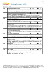 Sydney Program Guide