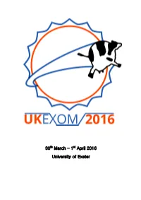 30Th March – 1St April 2016 University of Exeter