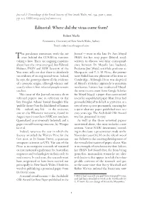 Editorial: Where Did the Virus Come From?