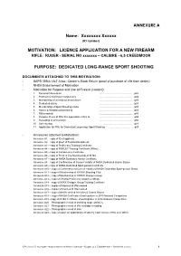 Example Motivation for Sport Rifle