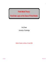 Finite Model Theory: First-Order Logic on the Class of Finite Models
