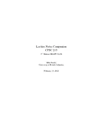 Lecture Notes Companion CPSC 213 2Nd Edition DRAFT Oct28