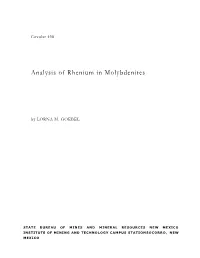 Analysis of Rhenium in Molybdenites