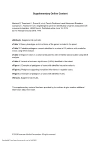 Assessment of a Targeted Gene Panel for Identification of Genes Associated with Movement Disorders