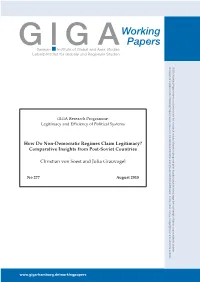 How Do Non-Democratic Regimes Claim Legitimacy? Comparative Insights from Post-Soviet Countries